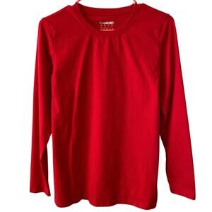 NO BRAND Red Basic Long Sleeve T Shirt Size Medium Crew Neck Cotton Essential